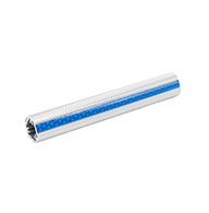 Clear anodized aluminum knurled 1.25" 12' rail with blue reflective inserts