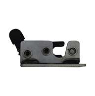 Small 2 stage rotary latch, with base plate, right hand, zinc plated. Accepts .375 diameter striker.